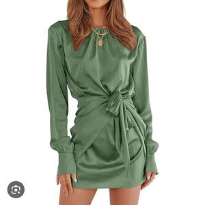 Elegant Green Satin Dress